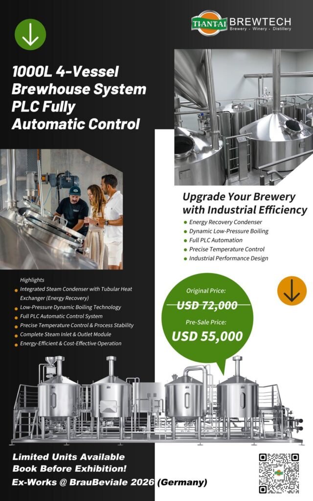 Sala de cocción de 1000L y 4 recipientes